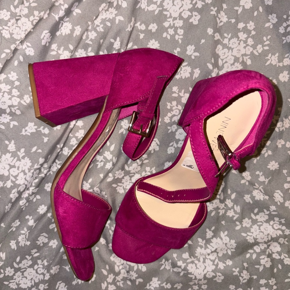 Nine West Magenta Block Heel Sandals